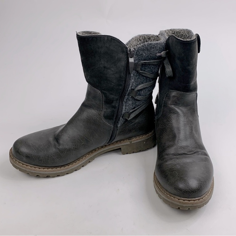 Patrizia By Spring Step Dawna Grey Multi Boots Size 39 (8-8.5) Gray Zip Sherpa - Picture 3 of 14